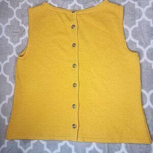 Vintage St John Separates Knit Sleeveless Sweater Top Yellow Size 8 Back Buttons